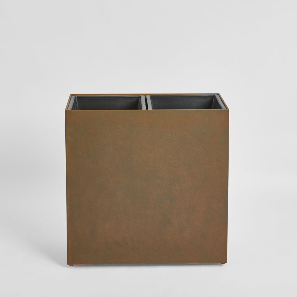 Odile Fiber Cement Dual Planter with Wheels Rust