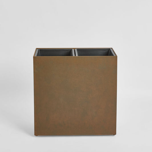 Odile Fiber Cement Dual Planter with Wheels Rust