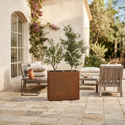 Odile Fiber Cement Dual Planter with Wheels Rust