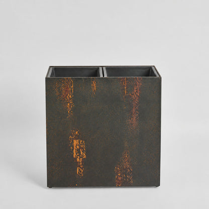 Odile Fiber Cement Dual Planter with Wheels Charcoal