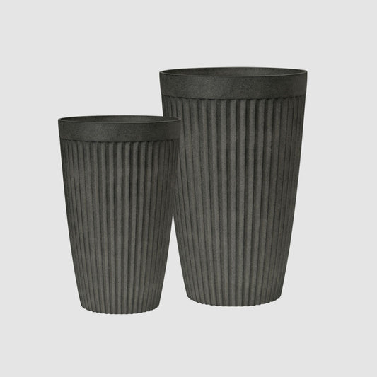 Elwood Set of 2 Tall Planters Black