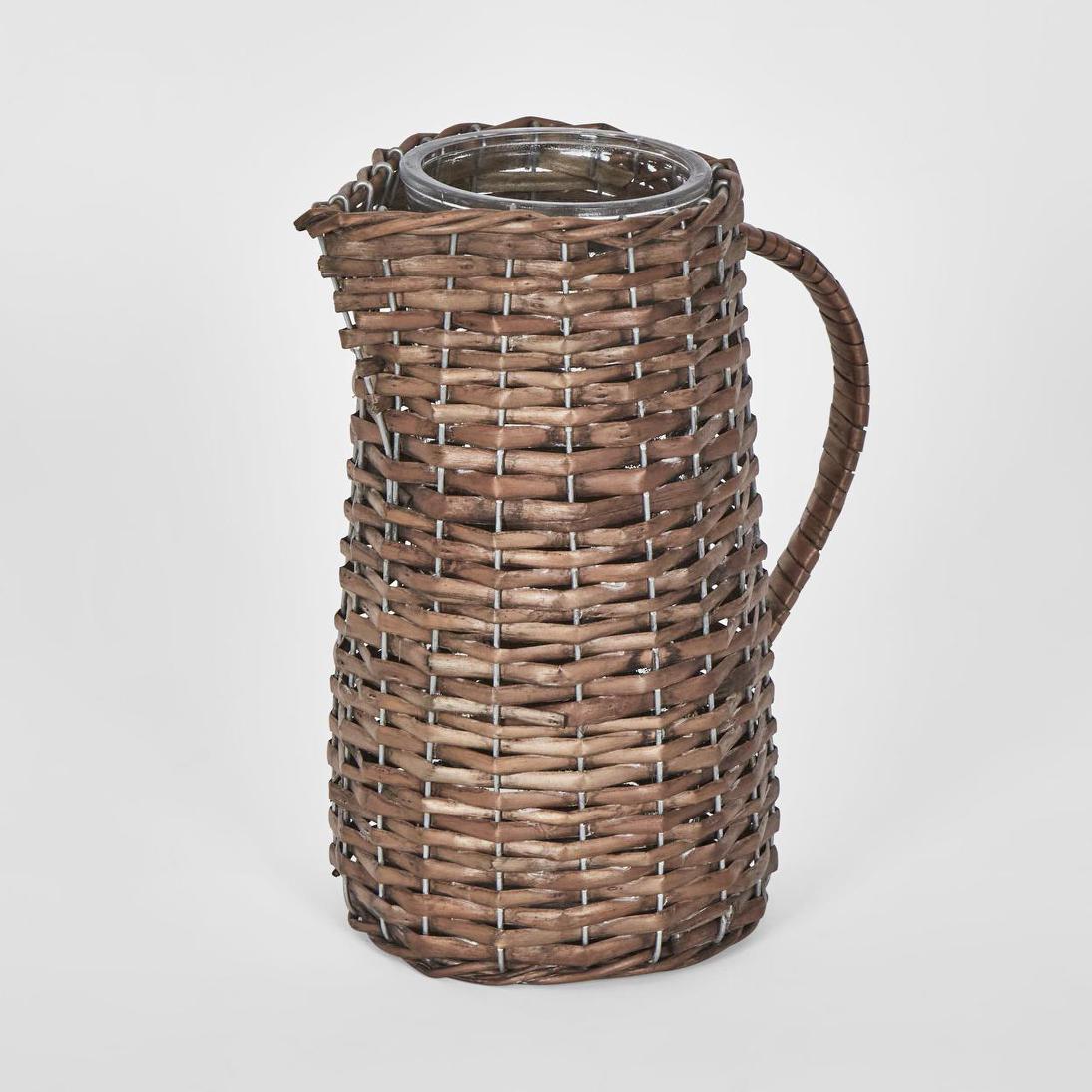 Rattan Jug With Glass Insert Small