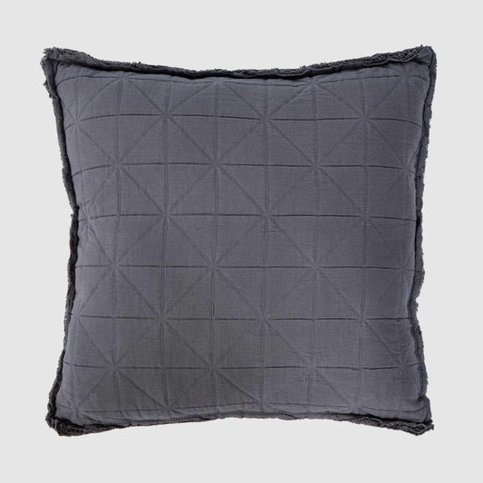Quilted Cushion Dark Grey 50x50 - Cover only