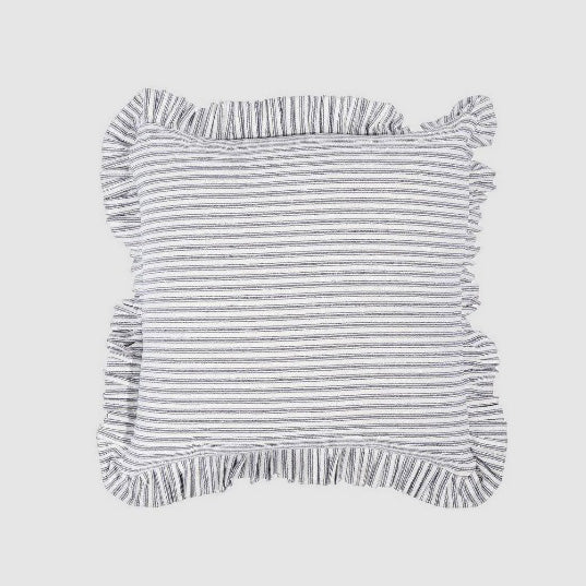 Tick Frill Cushion 50x50 Blue - Cover only