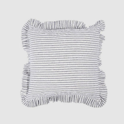Tick Frill Cushion 50x50 Blue - Cover only