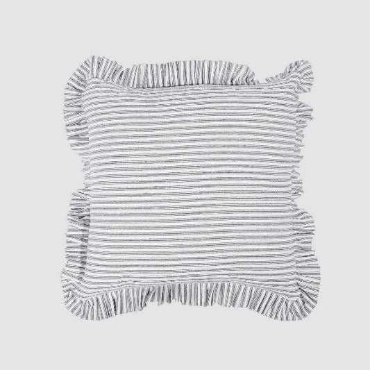 Tick Frill Cushion 50x50 Blue - Cover only