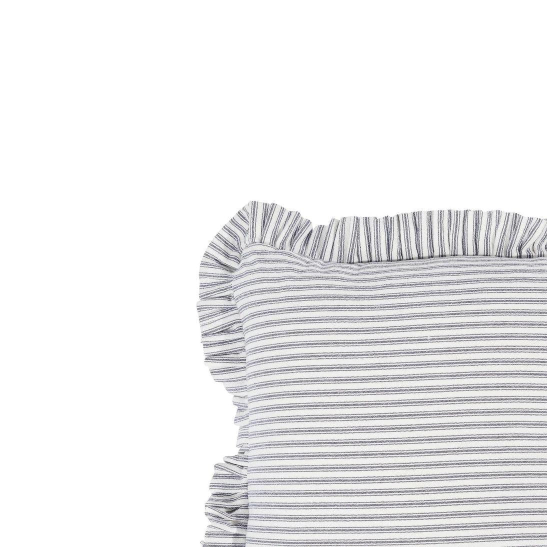 Tick Frill Cushion 50x50 Blue - Cover only