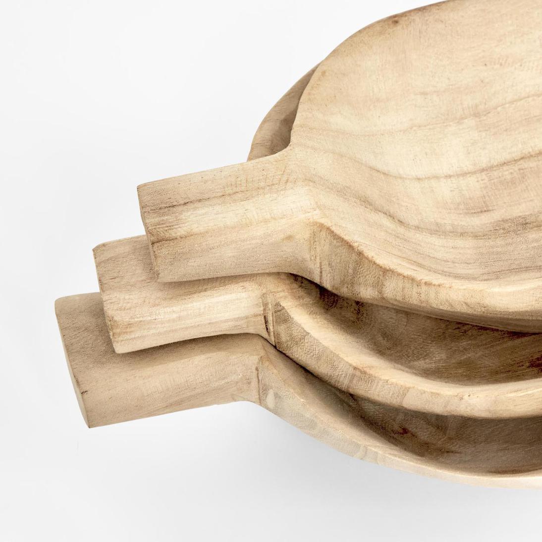 Dough Bowl with Handle Oval Set of 3
