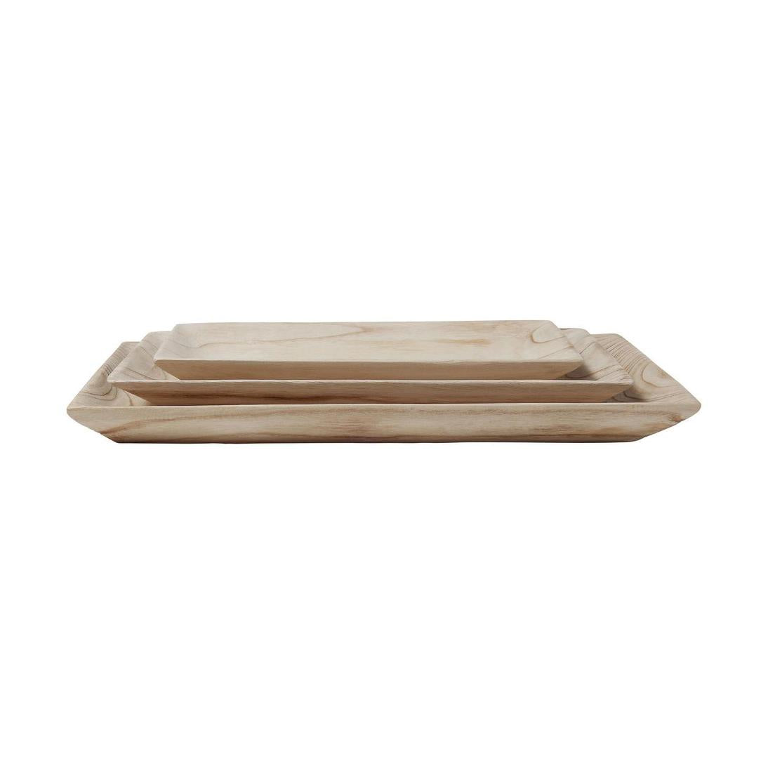 Wooden Rectangle Trays Set of 3