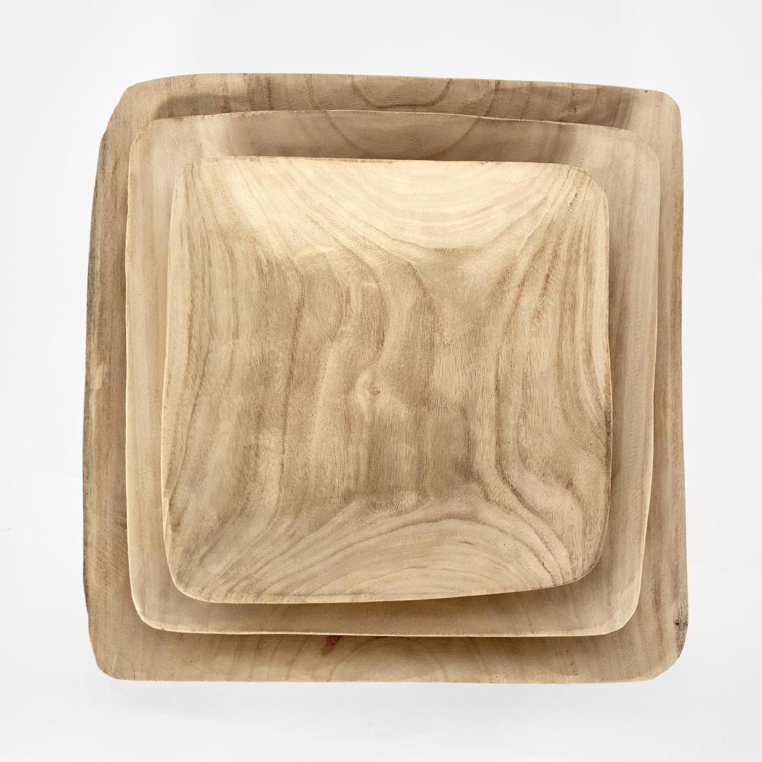 Wooden Square Trays Set of 3