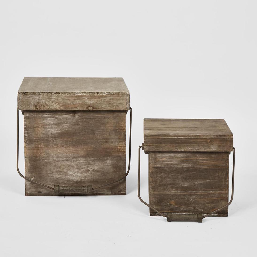 Wooden Box Lid & Hndles Set of 2