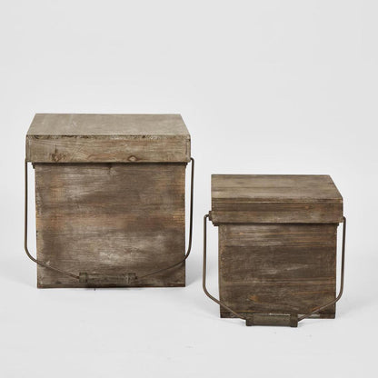 Wooden Box Lid & Hndles Set of 2