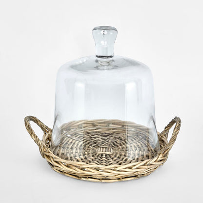 Willow Plate With Glass Cloche