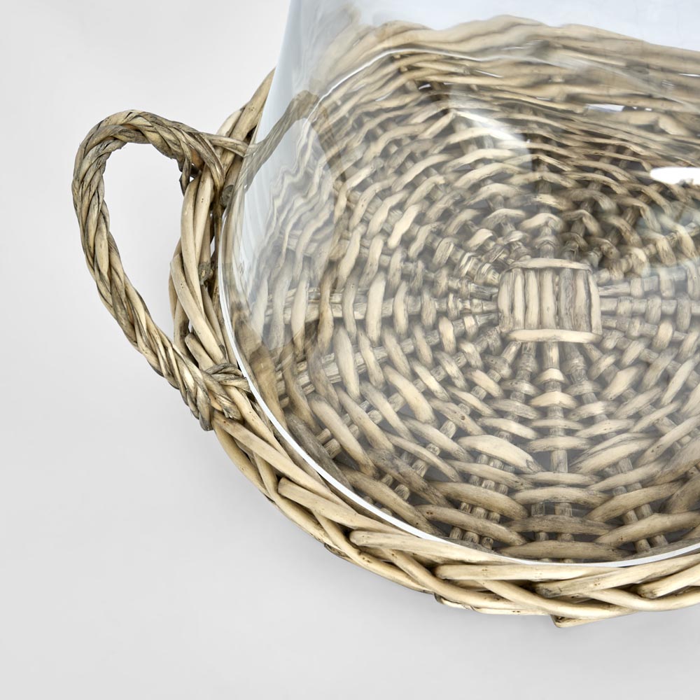 Willow Plate With Glass Cloche