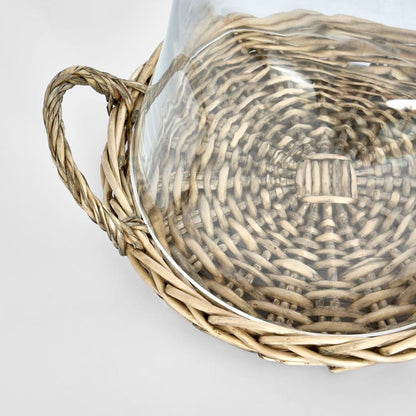 Willow Plate With Glass Cloche