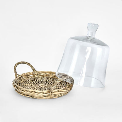 Willow Plate With Glass Cloche