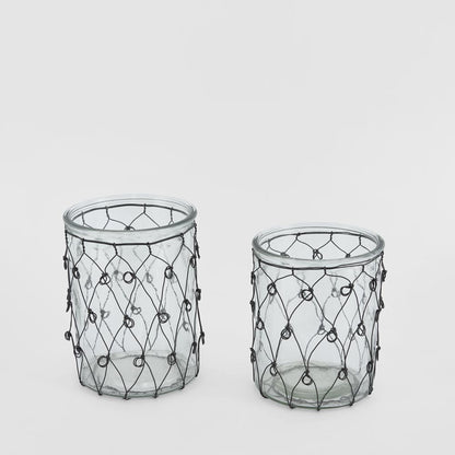 Wire Covered Candle Holder Set of 2