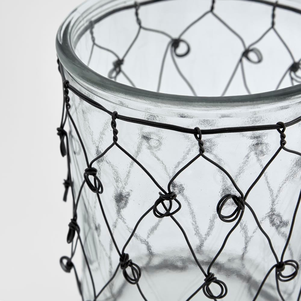 Wire Covered Candle Holder Set of 2