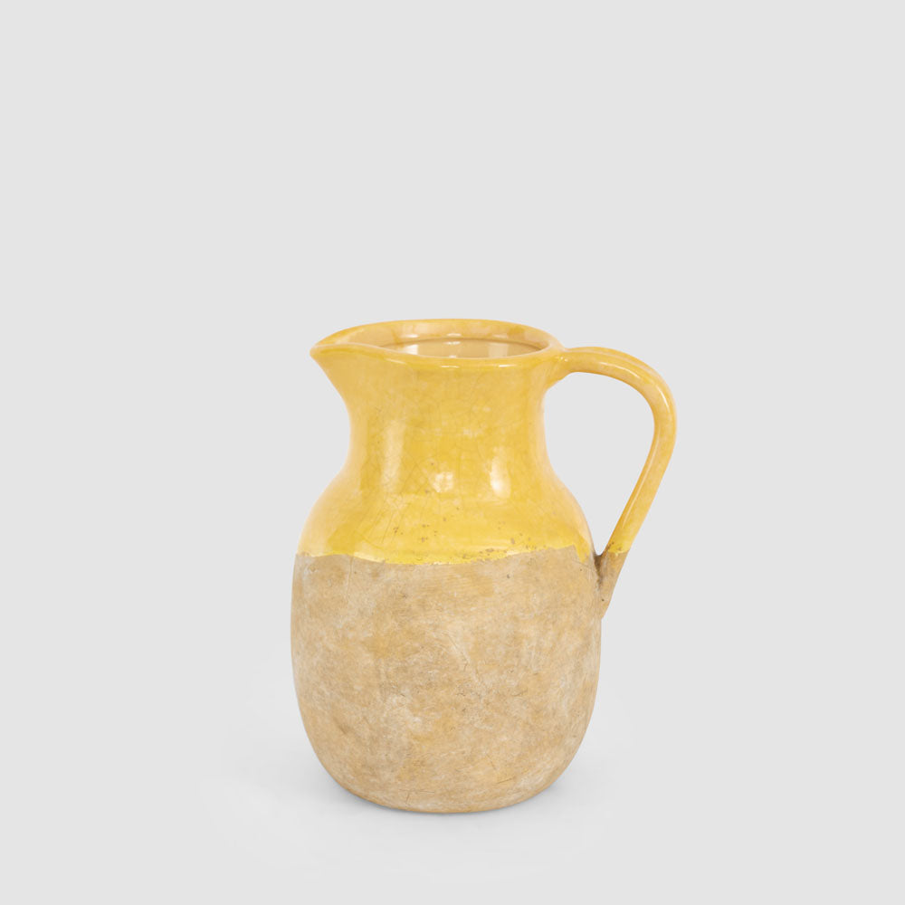 Valencay Half GlazedJug Mustard