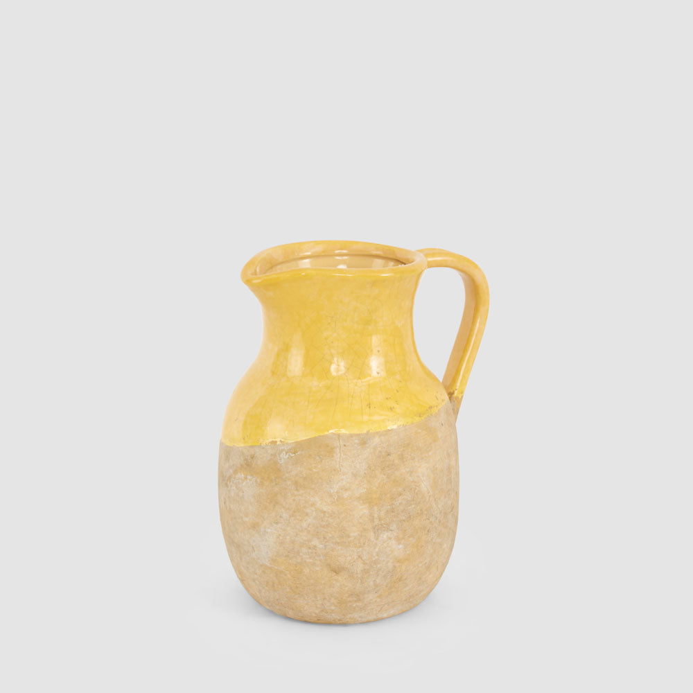 Valencay Half GlazedJug Mustard