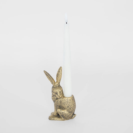 Heritage Sitting Hare Candle Holder Gold