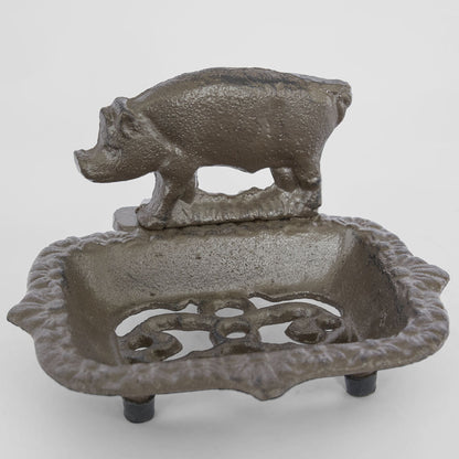Country Pig Cast Iron Soap Holder