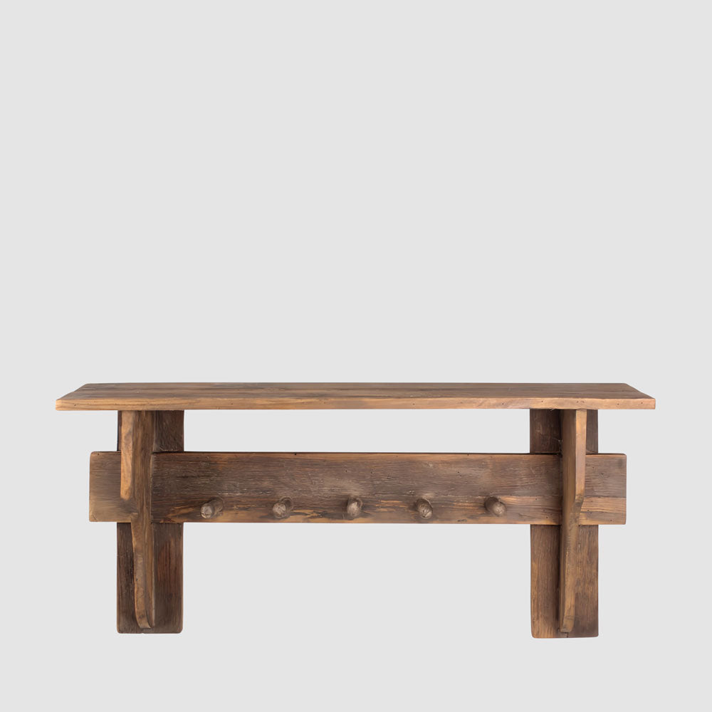 Colmar Wall Mounted Shelf With Hooks Brown