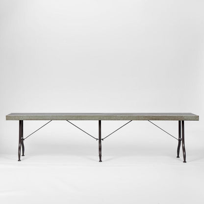 Long Zinc top Bench with Metal legs