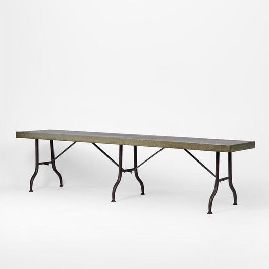 Long Zinc top Bench with Metal legs