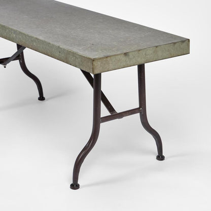Long Zinc top Bench with Metal legs