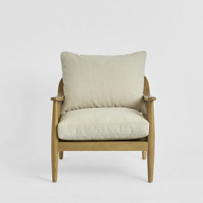 Luberon Armchair Oak & Rattan W/Linen Blend Cushions