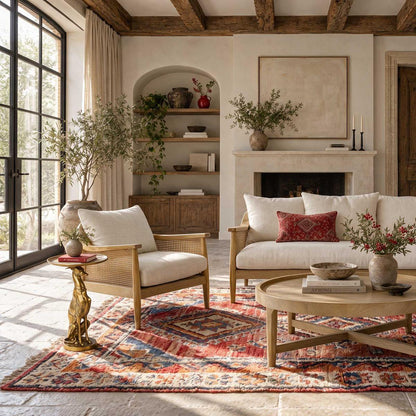 Luberon Armchair Oak & Rattan W/Linen Blend Cushions
