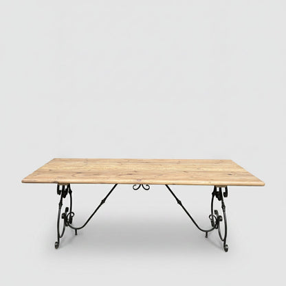 Avignon Dining Table Forged Iron & Ebonized Pinewood