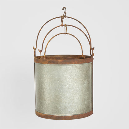Set of 3 Bucket Planters Zinc