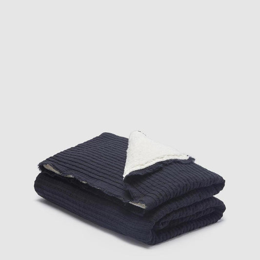 Ribbed Sherpa Throw Quilt Black