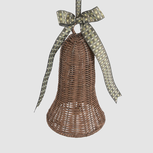 Rattan Bell Ornament Chocolate Brown