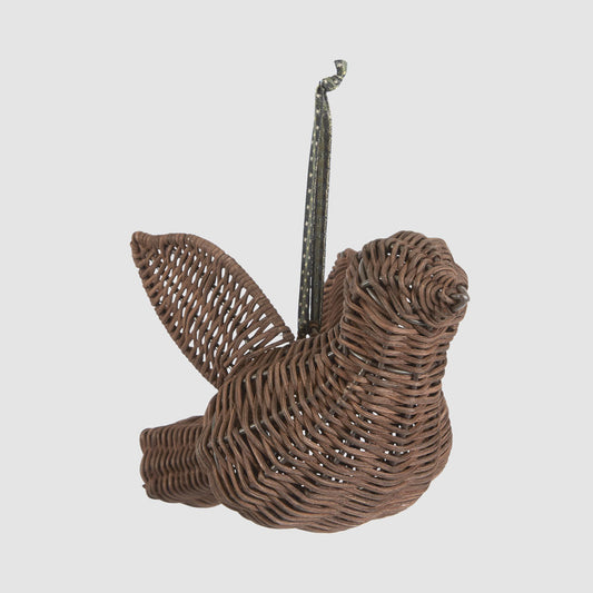 Rattan Peace Dove Ornament Chocolate Brown