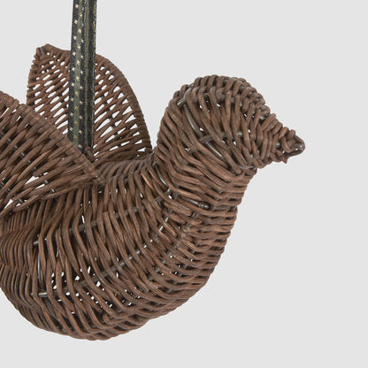 Rattan Peace Dove Ornament Chocolate Brown