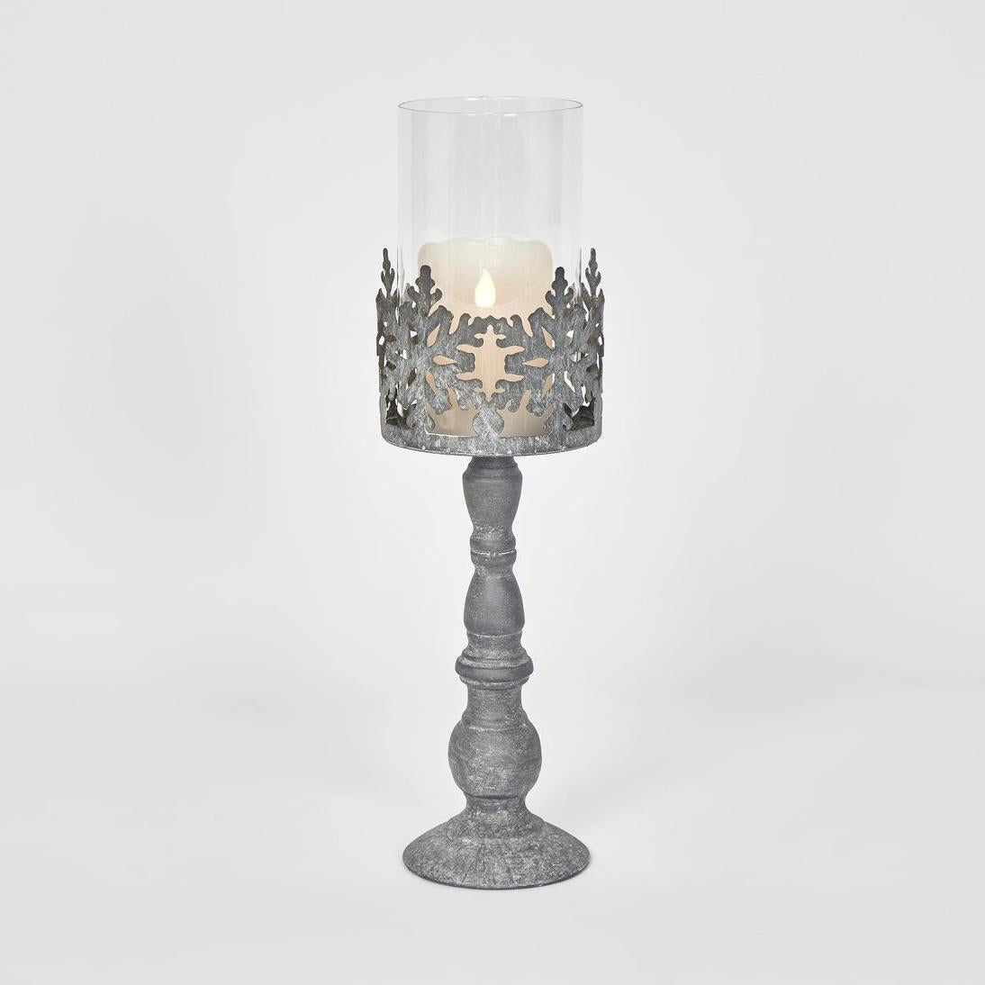 Snow Candle Holder Zinc