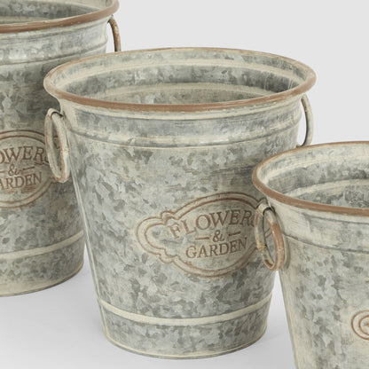 Parterre Round Zinc Planters Set of 3