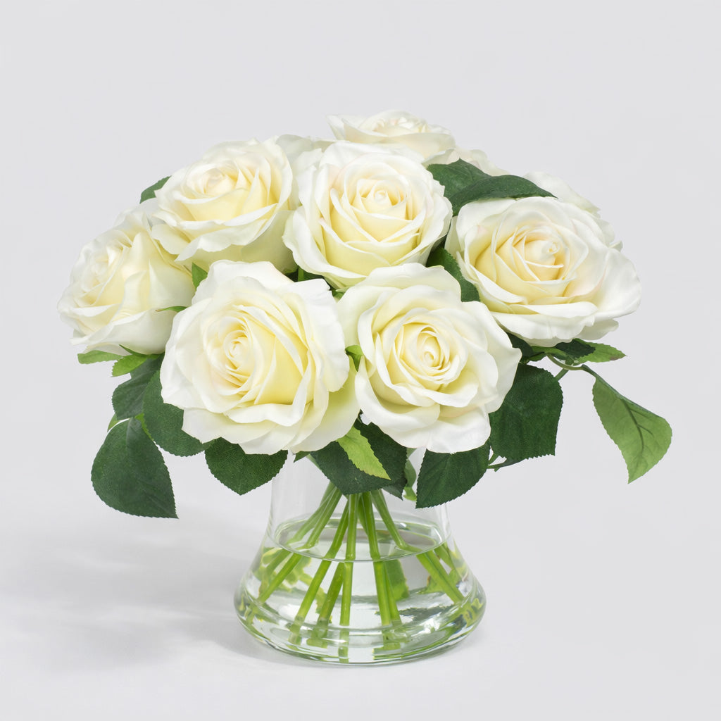 Rose in Glass Vase White