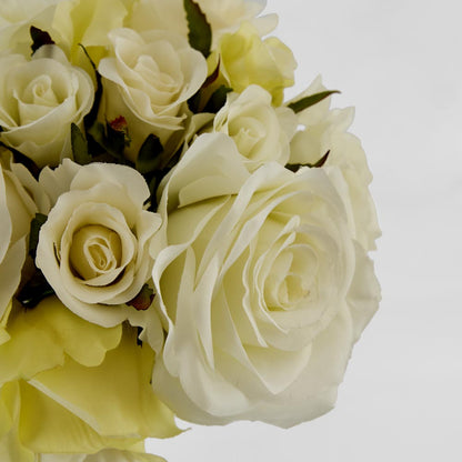 Rose Mix Bouquet 23cm Cream & White
