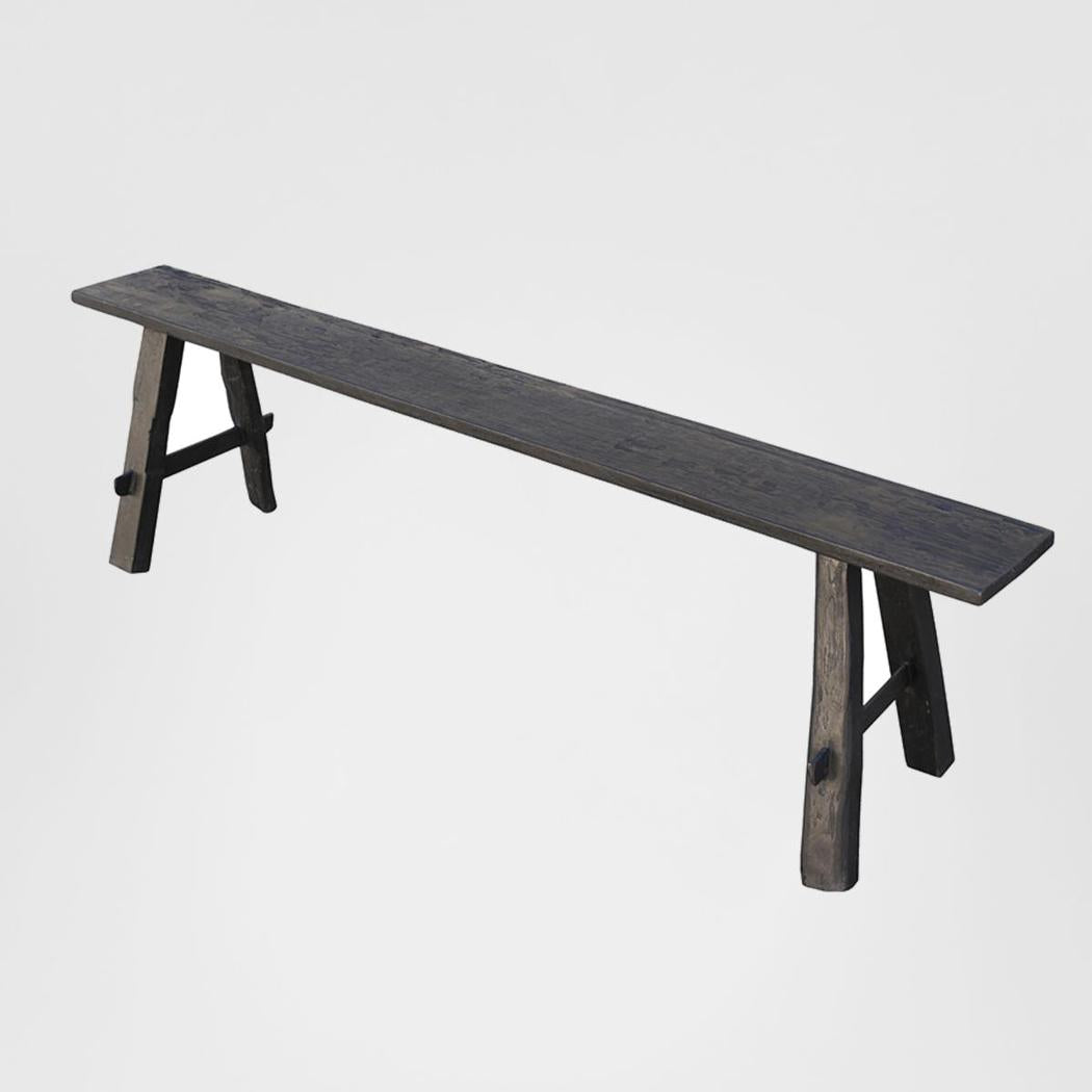 Long timber vintage Bench Black