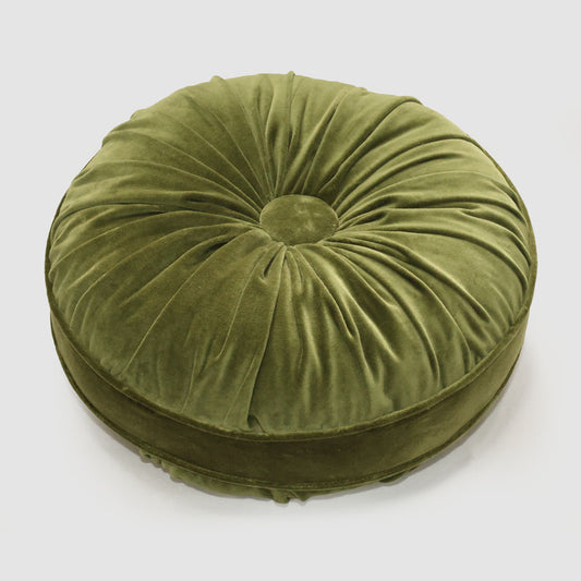 Petal 45cm Round Velvet Cushion Dark Green