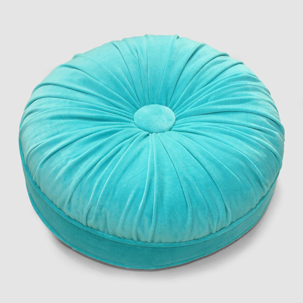 Petal 45cm Round Velvet Cushion Turquoise