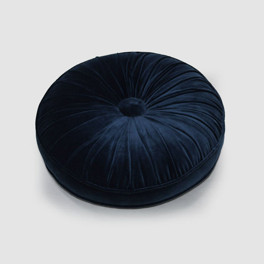 Petal 45cm Round Velvet Cushion Black