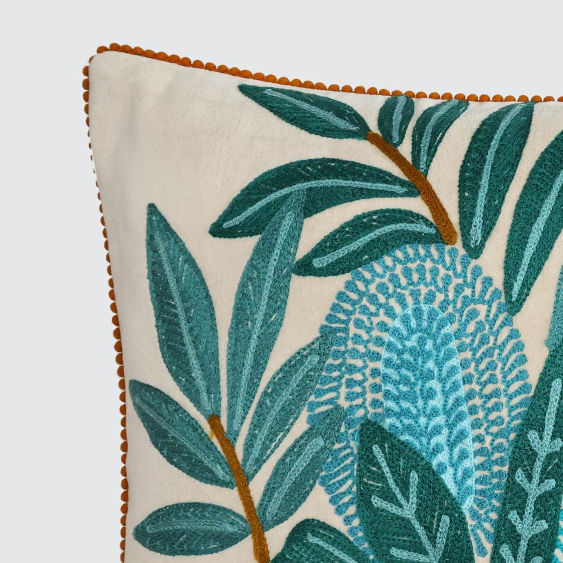 Banksia Embroidered 40 x 60 Cushion Beige & Black