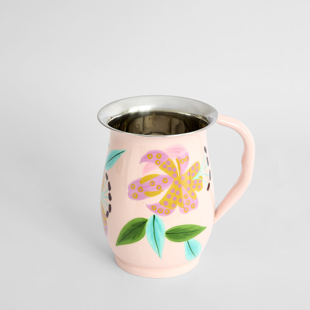 Lilies Hand Painted Jug Light Pink