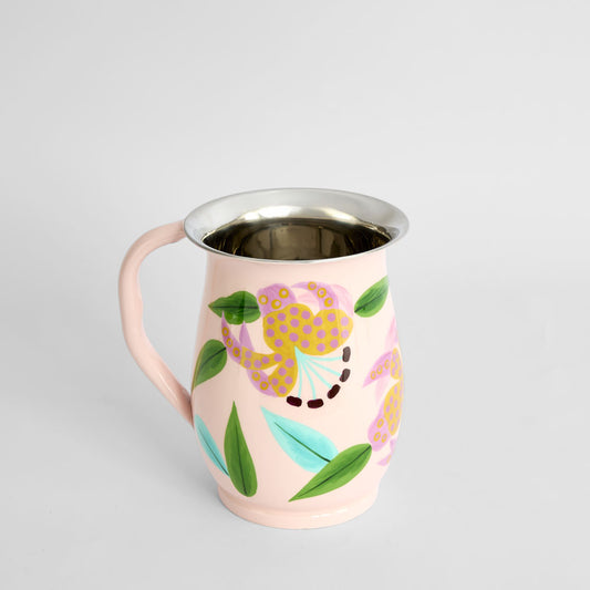 Lilies Hand Painted Jug Light Pink