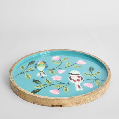 Rosella Hand Painted Enamel Tray Turquoise